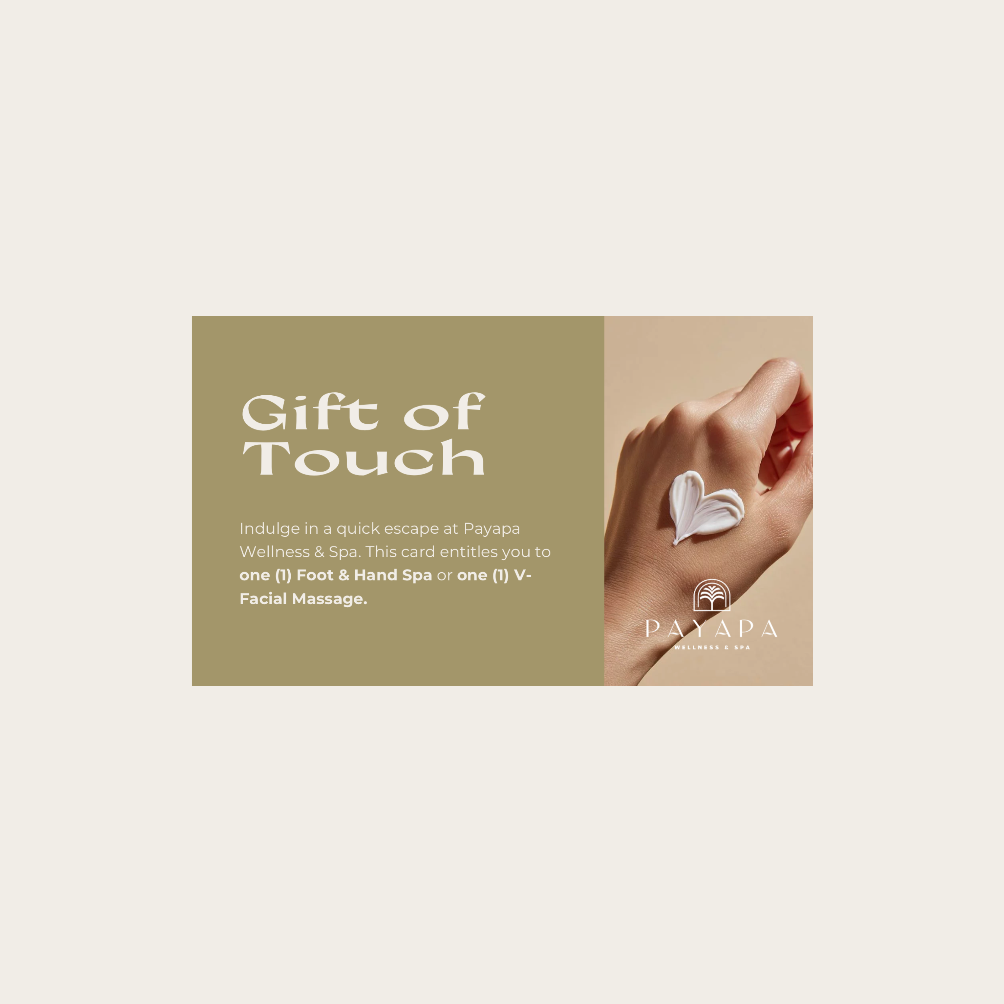 Foot & Hand Spa or V-Facial Massage Gift Certificate